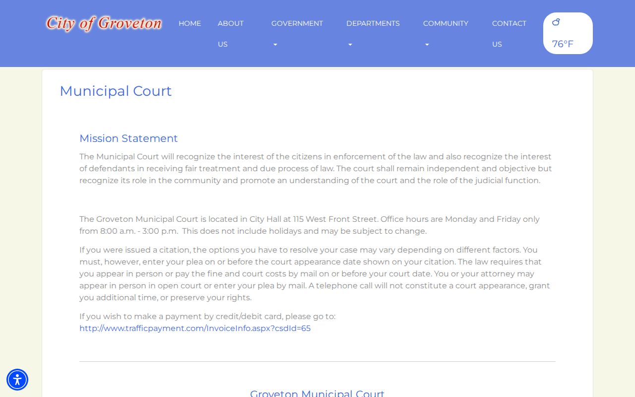 Groveton court docket and municipal court instructions