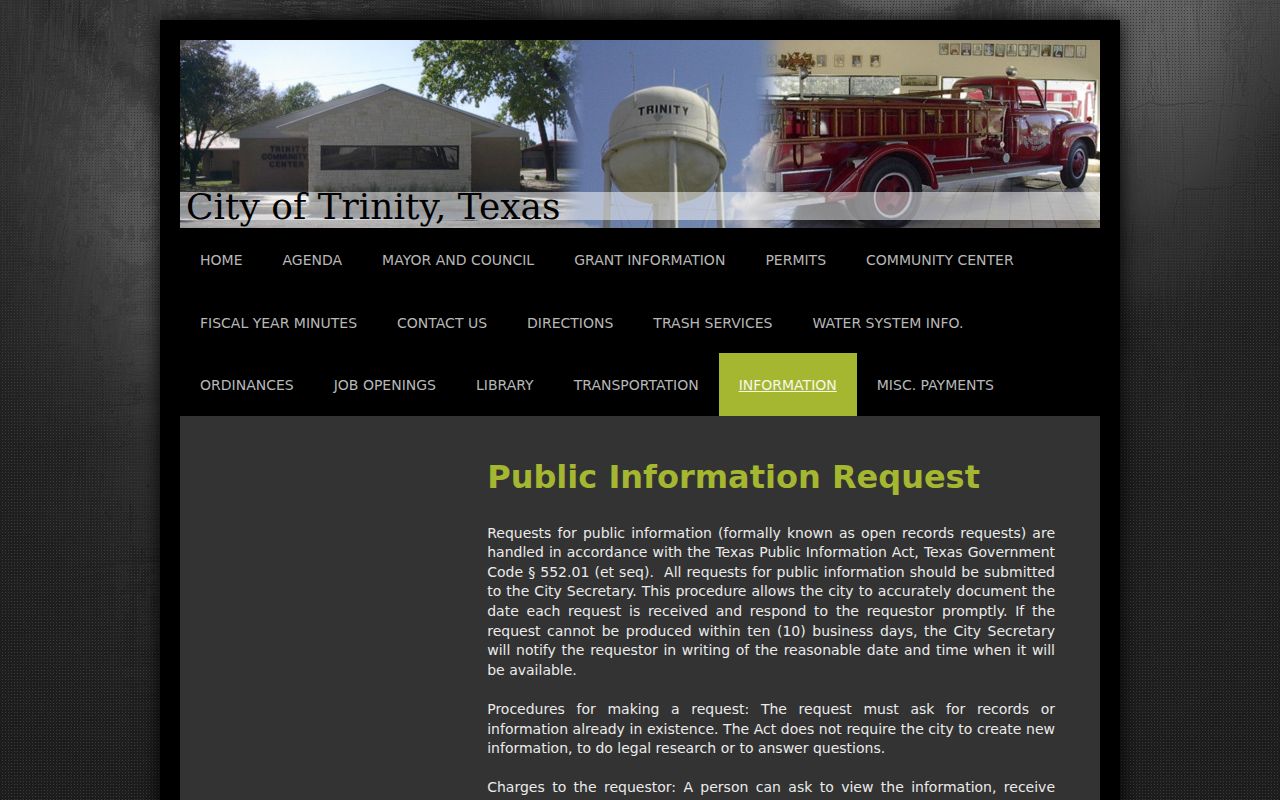 Trinity court record public information form